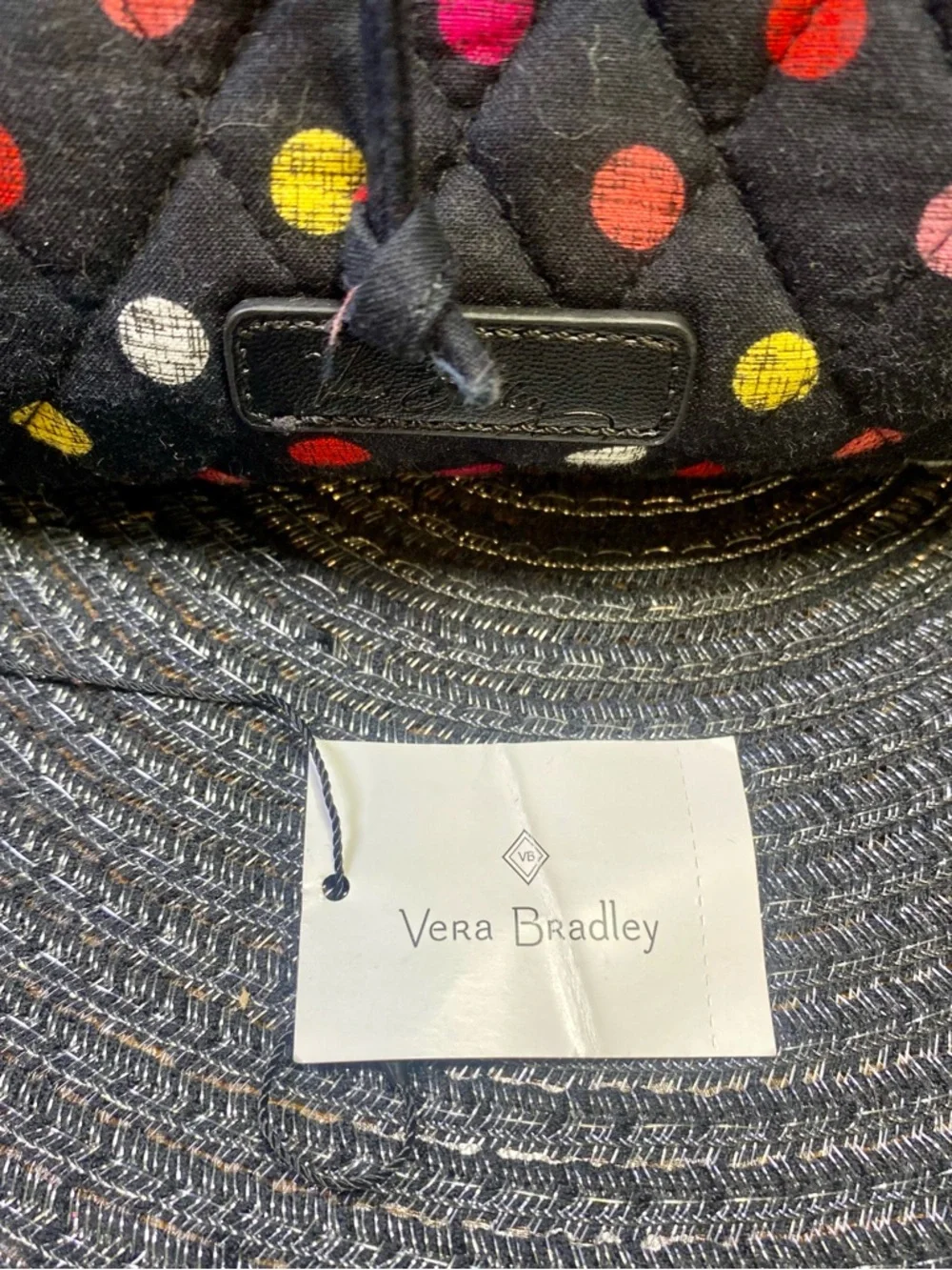 NWOT Vera Bradley Havana Dot Black Quilted Backpack‎ with Multicolor Dots